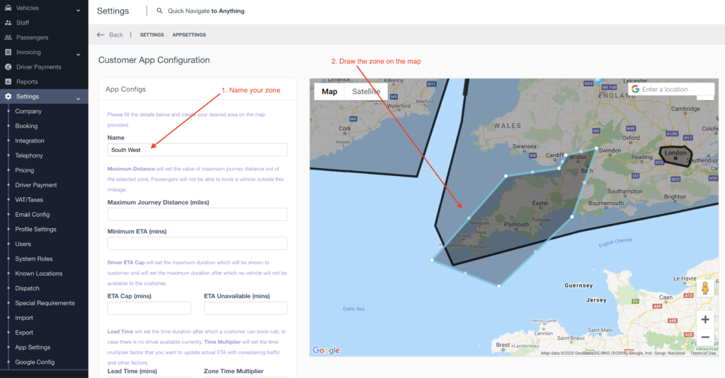 Passenger App Zones